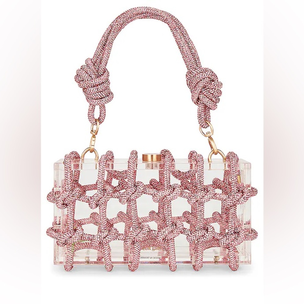 Cult Gaia Bess Rhinestone Shoulder Bag in Shell Pink